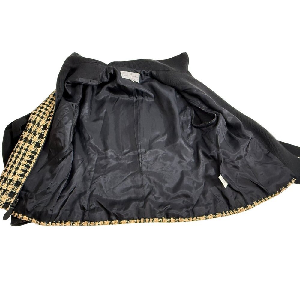 Vintage Emil Rutenburg Womens Houndstooth Cardigan Jacket Black & Camel Size L - Picture 15 of 16